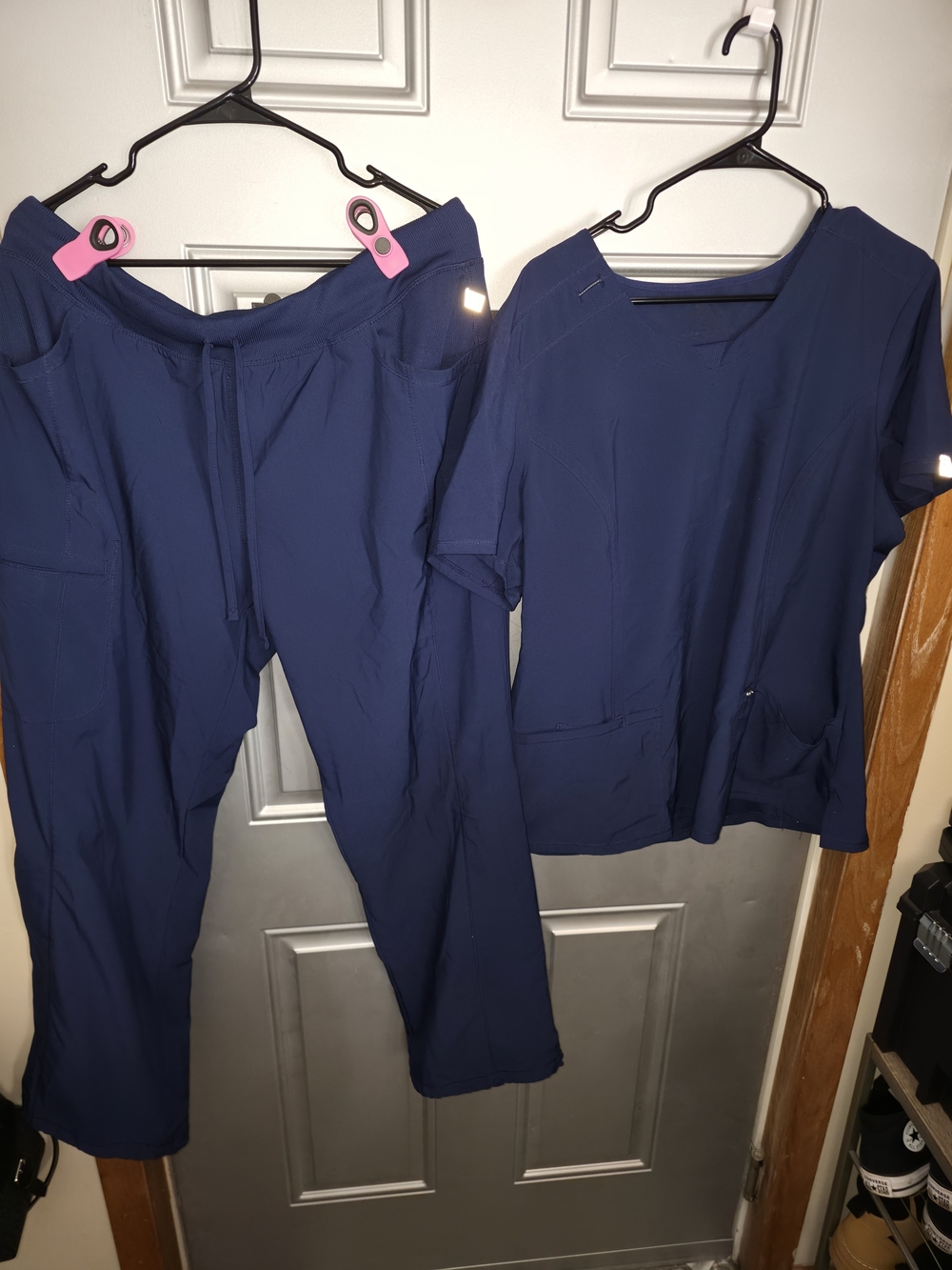 Women’s Navy Straight Leg Scrub Set - Top & Drawstring Pants
